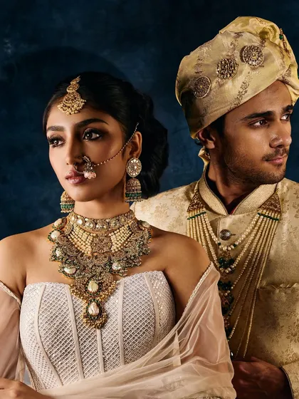 For this traditional jewellery campaign, the goal was to create a portrait that feels both regal and modern. I focused on balancing the light between the couple to highlight the intricate gold and polki work on both the bride and groom, telling a complete story.