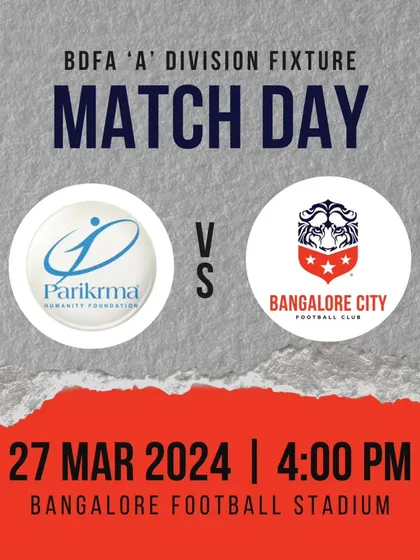 Match day fixture announcement for our game against Parikrma.