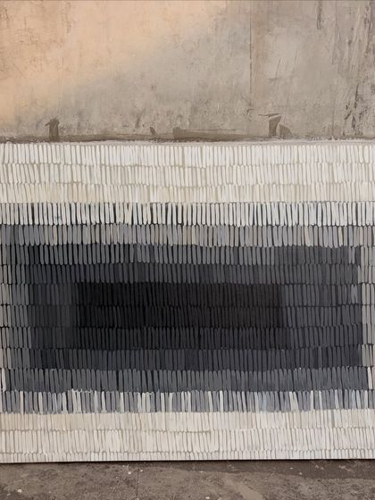 A straight-on view of the 8ft x 4ft textured gradient canvas. The composition is simple but incredibly impactful due to its scale and meticulous detail.