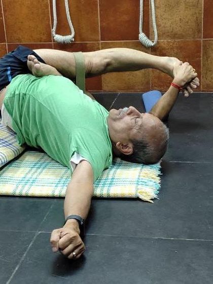 A reclining hip-opening pose.