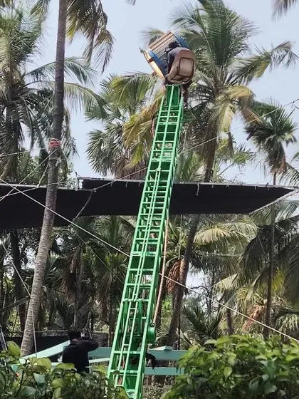 When a standard lift won't do, we build our own solutions. Here, our custom-manufactured crane positions an Arri T24 tungsten fresnel perfectly to simulate sunlight, while our grip team rigs blacks to control the real sun.