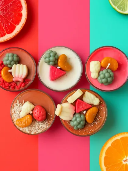 A little fruity delight for your space! My Scented Tealight Tartlets are decorated with adorable wax fruits and filled with a refreshing fruity aroma, like stepping into a colorful fruit garden.