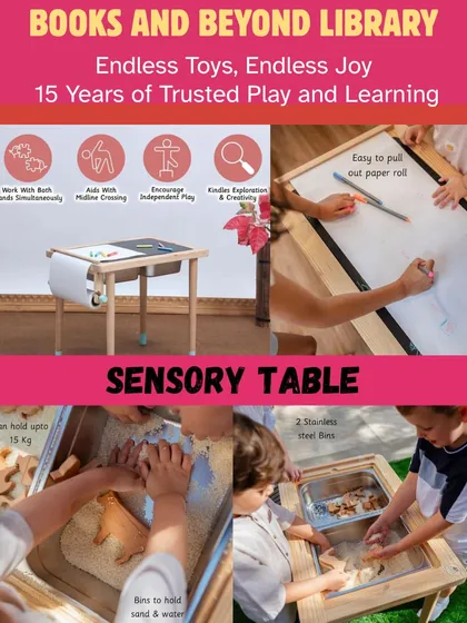 The Ariro Sensory Table is a versatile learning tool for toddlers. With removable bins for sand or water and a paper roll for drawing, it's a contained space for messy, creative, and sensory play.