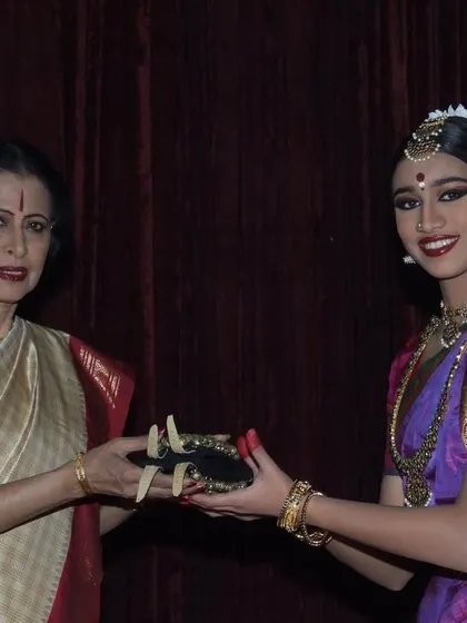 With my beloved Guruji, Saroja Vaidyanathan ji. She helped me take my first steps in dance, and her guidance has been a constant source of inspiration throughout my life.