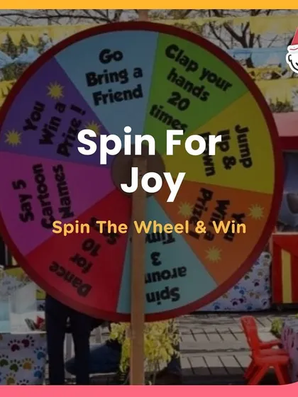 Spin For Joy! The classic spin-the-wheel game is always a hit at my events, with fun challenges and prizes.