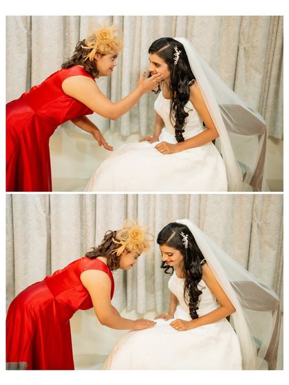 A diptych showing a touching moment between the bride and her mother. These emotional candids are some of the most precious memories of the day.