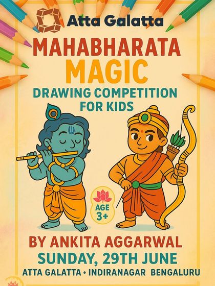Poster for 'Mahabharata Magic', a drawing competition for kids based on the epic.