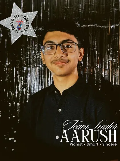 This is Aarush, a pianist and Team Leader. He leads with precision and a quiet warmth, bringing a sense of organization and clarity to his team's musical arrangements.