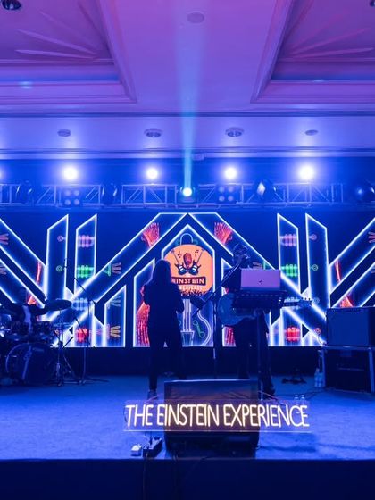 Our stage setup at The Leela Palace for the Apollo Hospitals' Neon Dance Night. We ensure our production quality matches the premium experience we promise.