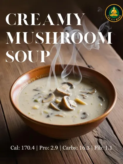 Indulge in my Creamy Mushroom Soup. It's rich and satisfying, yet still macro-friendly, offering a comforting taste without the guilt.