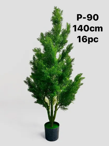 A 140cm tall artificial cypress tree, ideal for creating formal-looking entranceways or for use in event decor.