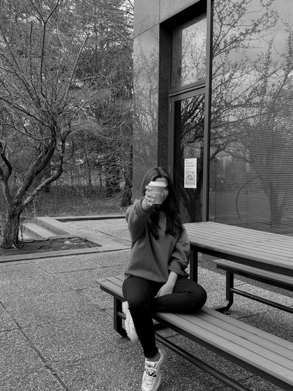 A black and white version of the "last exam day" shot, offering a more moody and artistic alternative.