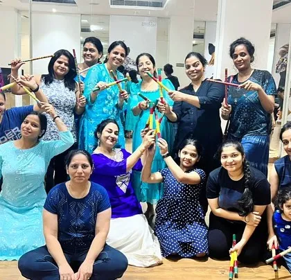 My wonderful "Dandiya Girls" group from the classes at Mahagun Moderne. It's great to see everyone, including the little ones, getting into the festive spirit.