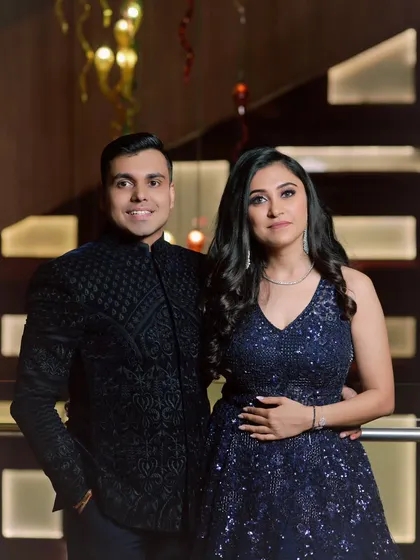A lovely portrait of Aakash and Prarthana at their engagement ceremony. We focus on making couples feel comfortable, which results in natural and happy photographs.
