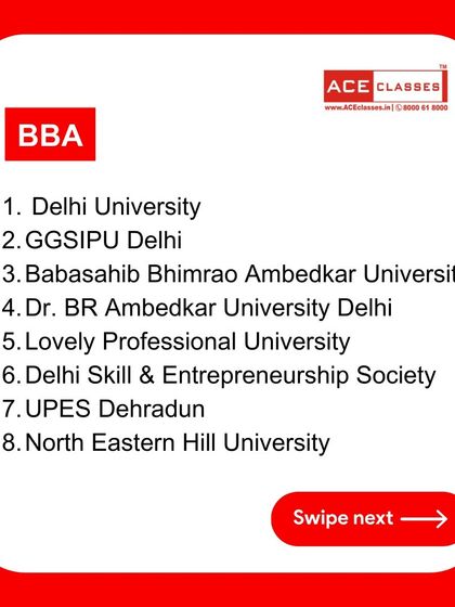 For aspiring BBA students, we provide coaching that aligns with the standards of top universities like Delhi University, GGSIPU, and Dr. BR Ambedkar University.