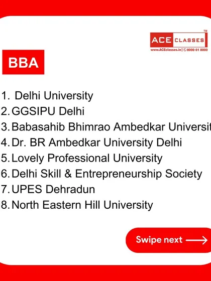 For aspiring BBA students, we provide coaching that aligns with the standards of top universities like Delhi University, GGSIPU, and Dr. BR Ambedkar University.