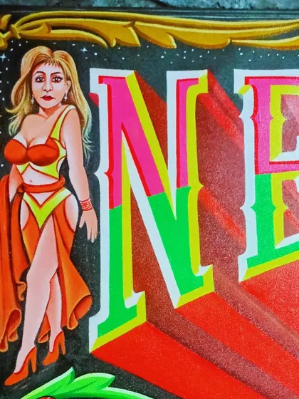 Detail of one of the pin-up girls from the Neon Moon sign.