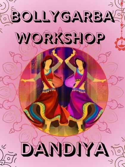 This poster announces the Dandiya portion of our BollyGarba workshop. We structure our workshops to focus on specific elements, ensuring participants get a deep dive into each dance style.