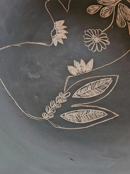 I made this sgraffito bowl in memory of my sweet pet rabbit, Sonu. It was an emotional process, pouring all my love for him into the clay.