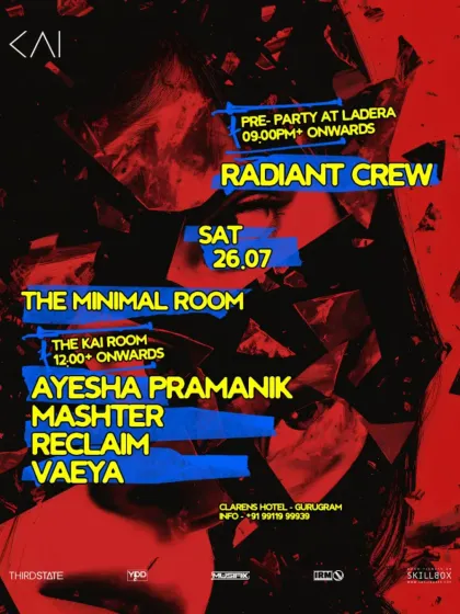 The Minimal Room at Kai Room, Gurgaon. This poster captures the raw, underground vibe of the night, where I played alongside Ayesha Pramanik, Vaeya, and Reclaim.