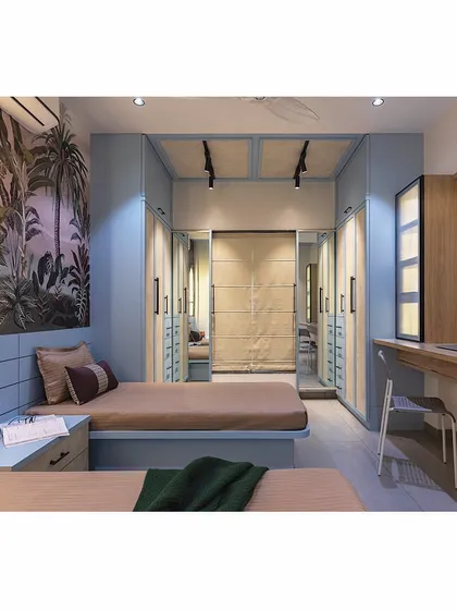 The full view of the transformed kids' room, a testament to how thoughtful design can create a functional and beautiful space for siblings.