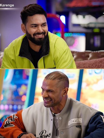 A great shot of Shikhar Dhawan and Rishabh Pant from the talk show 'Dhawan Karenge'. I styled Shikhar in a cool, contemporary varsity jacket and Rishabh in a vibrant neon piece to match their dynamic personalities.