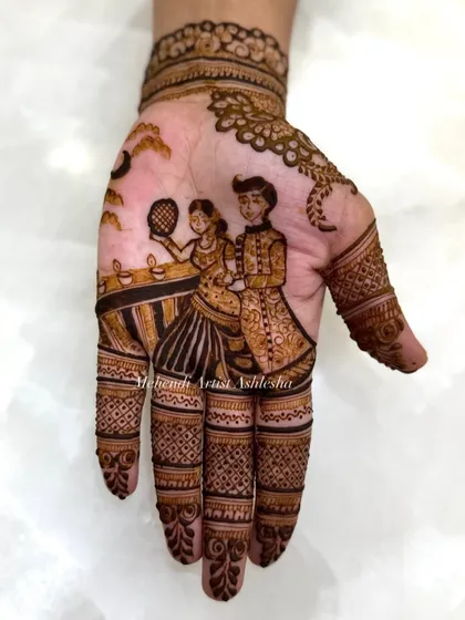 A special design for the Karwachauth festival, showing a woman performing the ritual. It's a beautiful way to celebrate this tradition.