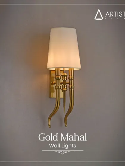 My 'Gold Mahal' wall light captures the essence of classic Indian grandeur. The design features ornate curves finished in rich gold and is topped with a fabric shade that diffuses light beautifully, perfect for creating a heritage look.