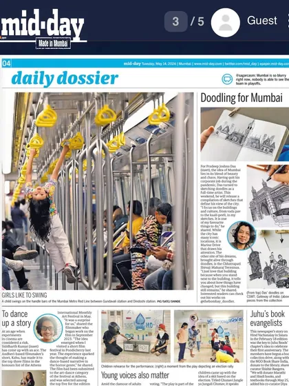 A full view of my feature in Mid-day's "Doodling for Mumbai" article. This coverage celebrated my passion for capturing the city's architecture and spirit.