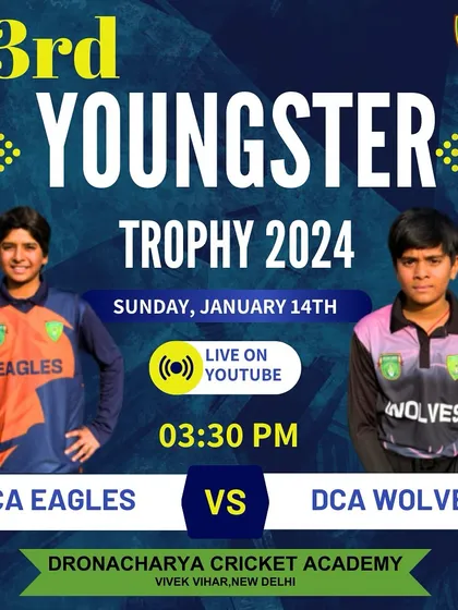 The match-day poster for the second match of the tournament between DCA Eagles and DCA Wolves.