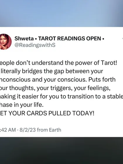People don't understand the power of Tarot. It literally bridges the gap between your unconscious and your conscious, putting forth your thoughts, triggers, and feelings. This makes it easier for you to transition to a stabler phase in your life.