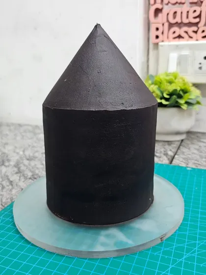 The basic structure of the top tier before decoration, showing how I build complex shapes.