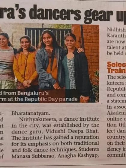 Our students featured in the Bangalore Mirror for being selected for the Republic Day parade. It's wonderful to see their dedication recognized.