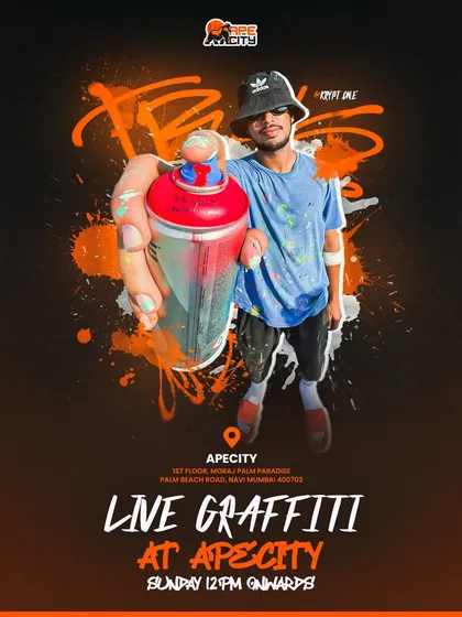 A poster for a live graffiti event at ApeCity. I often do live painting for brands and events, bringing the creative process directly to the audience.
