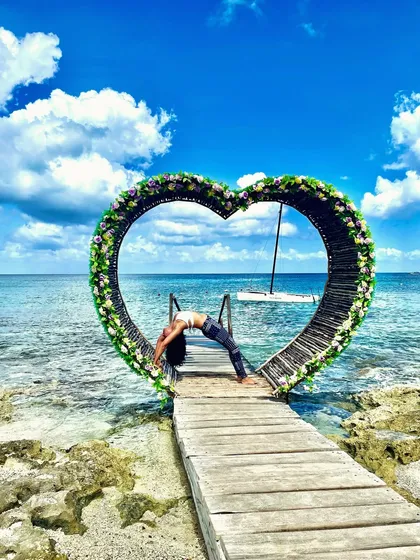 A heart-opening Urdhva Dhanurasana (Wheel Pose) from a beautiful day in Tulum. Backbends challenge us to be vulnerable and open, creating space not just in the spine but in the heart as well.
