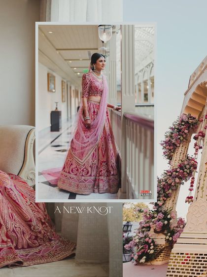 A collection of images from a wedding at the Taj Mahal Palace, showing the bride, the decor, and the iconic venue.