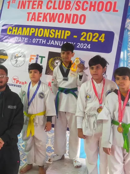 Our young students dominating the podium at the Inter-Club Taekwondo Championship.