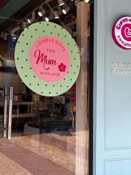 Lovable gifts for Mum, with love. My store window, all dressed up for Mother's Day.