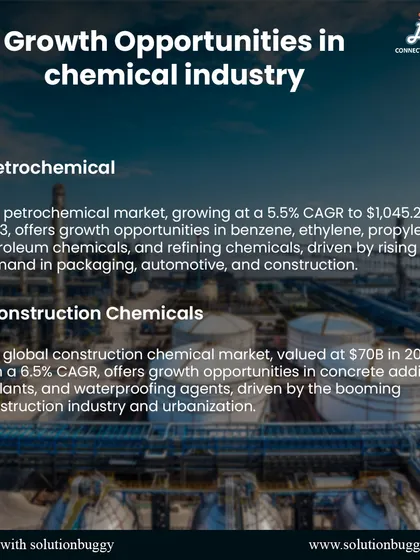 Petrochemicals and construction chemicals are foundational to economic growth. We identify specific opportunities in products like ethylene, propylene, concrete additives, and sealants.