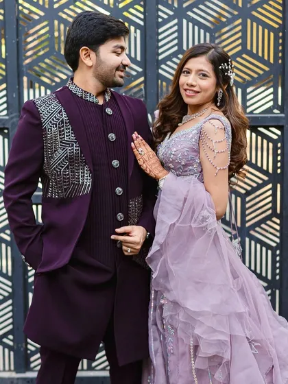 A lovely couple shot from the engagement. The bride's soft and subtle makeup looks beautiful next to her groom.