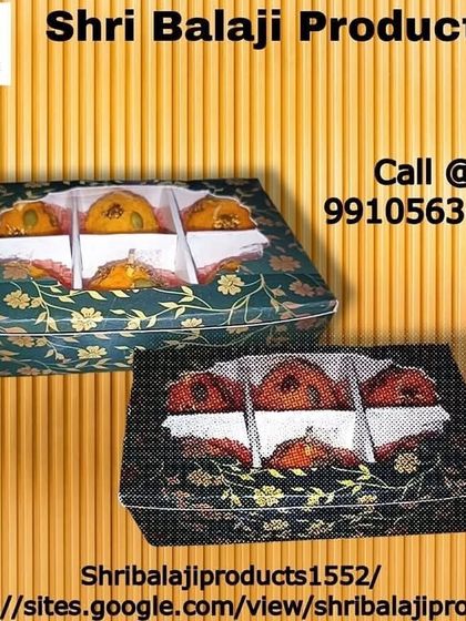 A graphic showcasing my 6-cavity mithai boxes in two different colors, green and black. These are perfect for packaging Ladoo or Modak candles for festive sales.