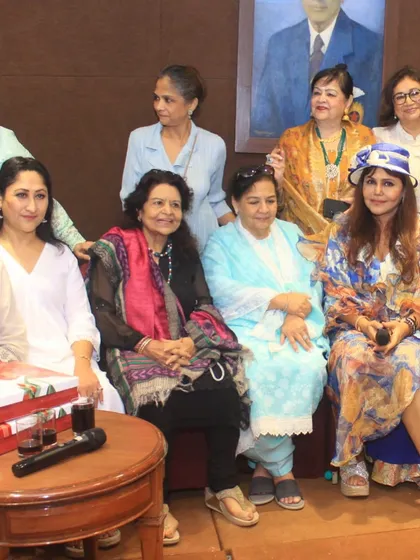 A beautiful group portrait of the powerful women associated with the Heeramandi project and the Shaila Welfare Trust.