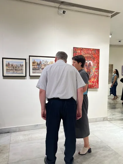 Visitors at the opening of another exhibition at the Russian Centre, where my Varanasi series was displayed.