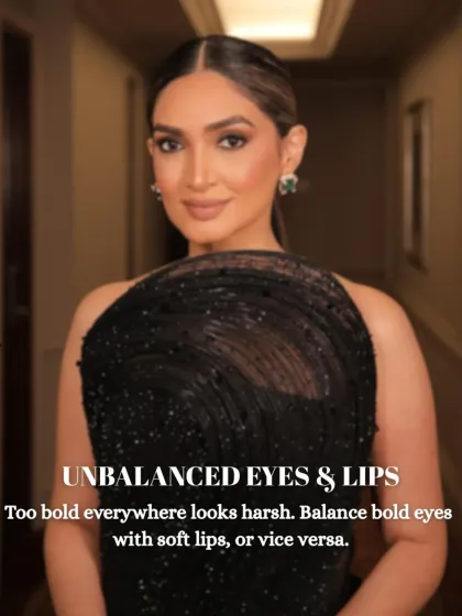 Bridal beauty tip: Avoid unbalanced eyes and lips. Balance bold eyes with soft lips, or vice versa, for a harmonious look.