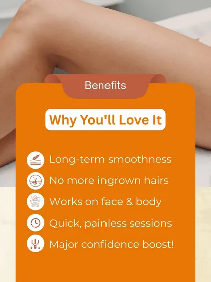 The benefits of laser hair reduction go beyond just removing hair. My clients love the long-term smoothness, the end of painful ingrown hairs, and the confidence boost that comes with it. The sessions are quick and much more comfortable than waxing.