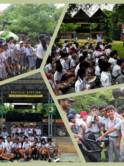 A collage from the Summer Fields School visit to our Samadhaan Hub, where students engaged in fun, educational activities about waste management and the power of recycling.