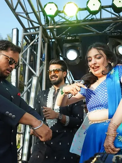The bride's side joins the fun! A Baraat is a celebration for both families, and I love seeing everyone come together to dance.