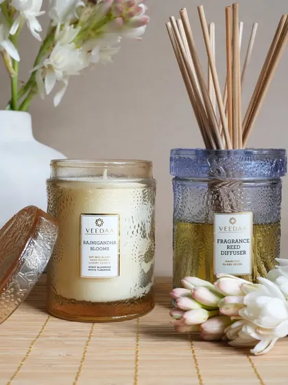 A curated selection from our extensive product portfolio, showcasing the diverse range of fragrances, colors, and designs we offer. Each image highlights the beauty and versatility of our candles, diffusers, and gift sets.