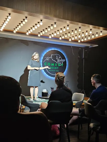 Headlining a show at the Comedy Joint in Bangkok. My clean and relatable humor connects with multicultural audiences, which is perfect for international comedy clubs.