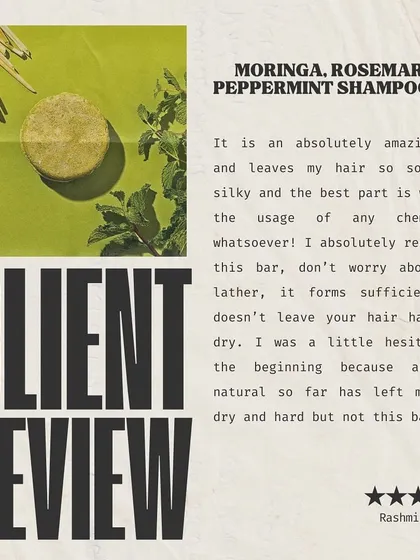 We love hearing from our customers. This review for our Moringa, Rosemary & Peppermint Shampoo Bar highlights how it leaves hair soft and silky without any harsh chemicals, which is exactly what we aim for with our natural formulas.